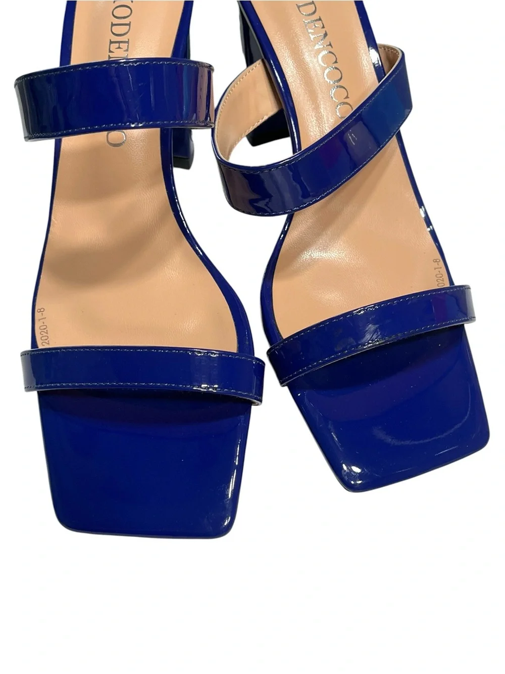 Modencoco Blue 2 Strap Block Heel Sandal - Size 7.5